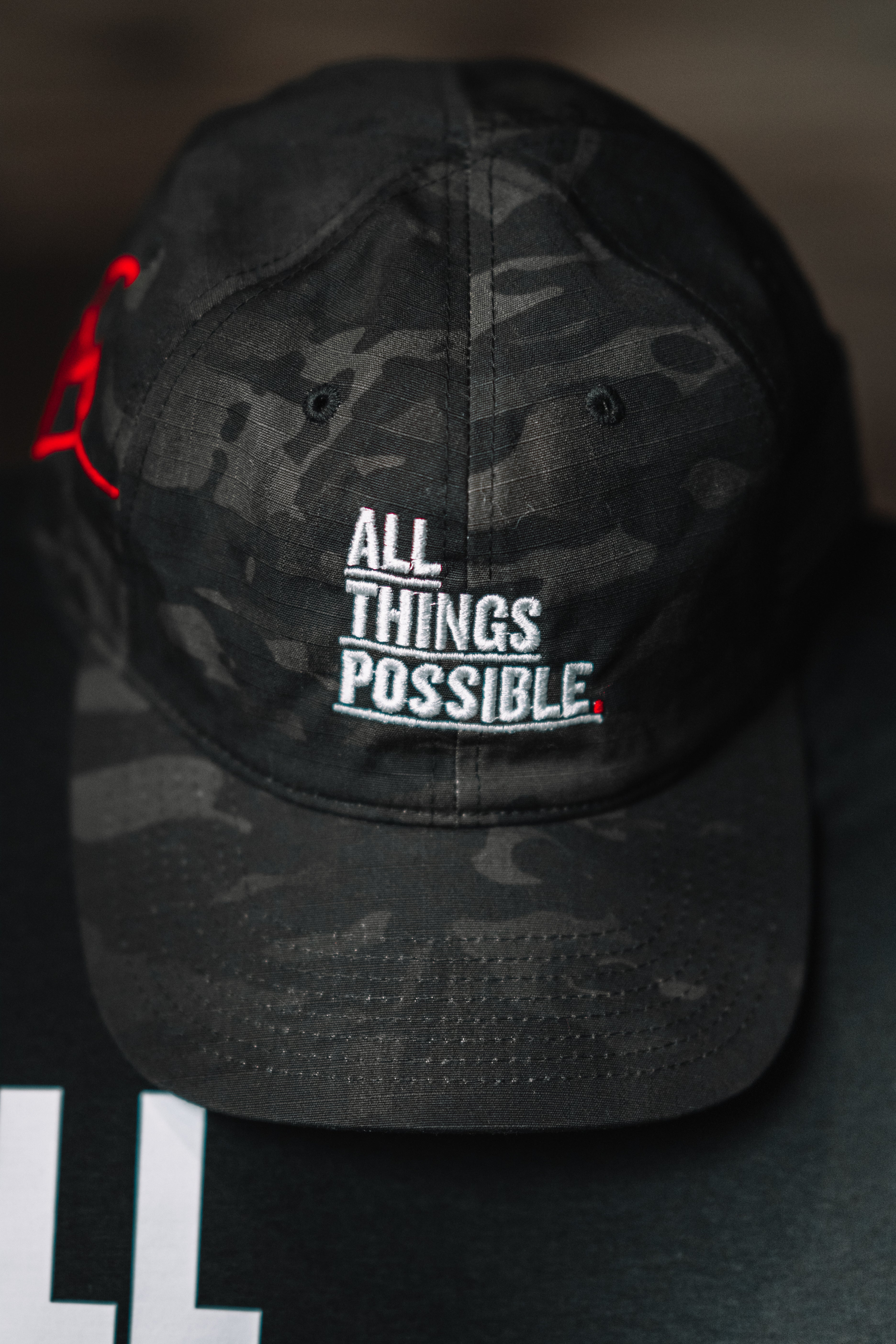 Black Camo All Things Possible American Flag Hat