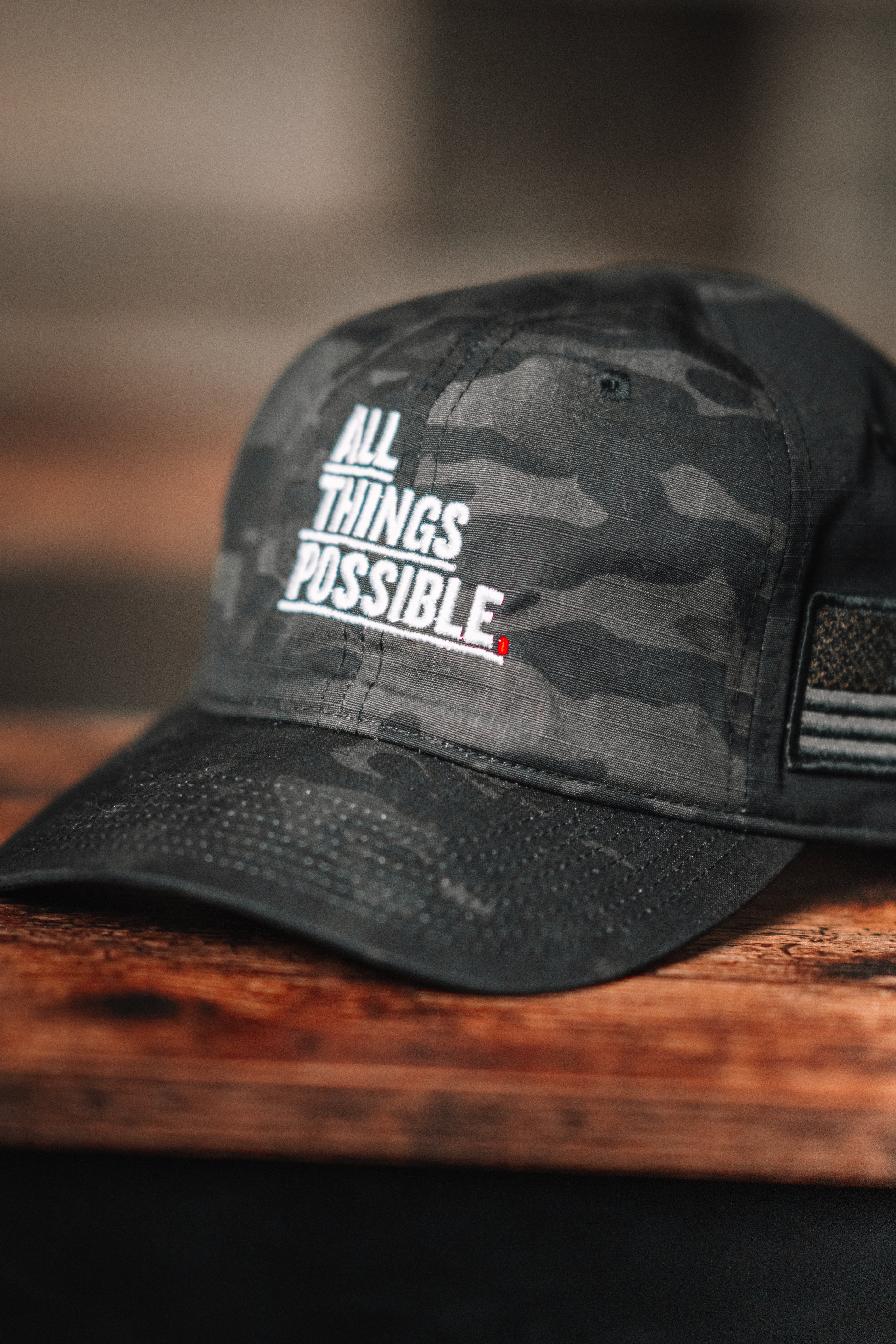 Black Camo All Things Possible American Flag Hat