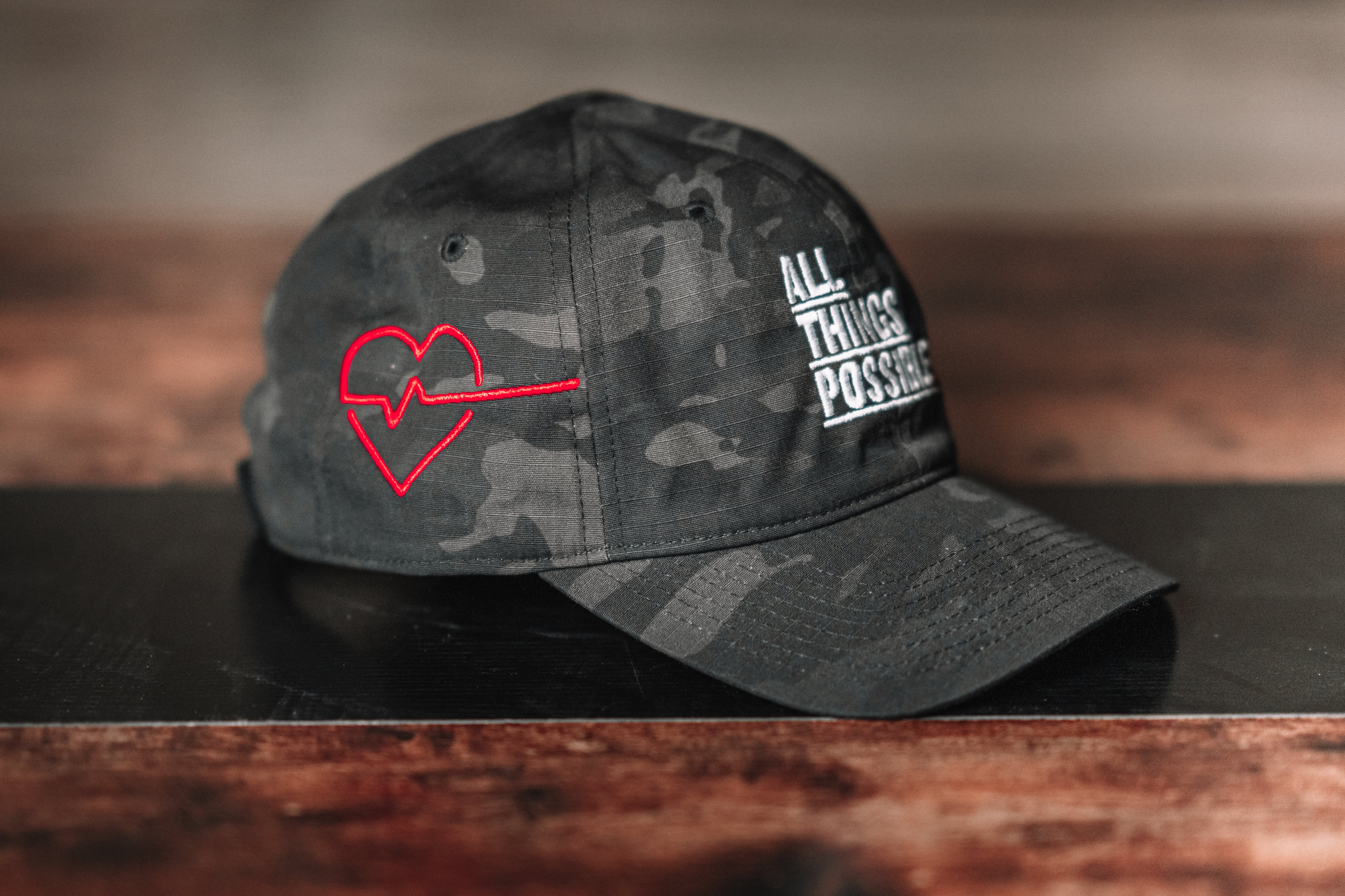 Black Camo All Things Possible American Flag Hat