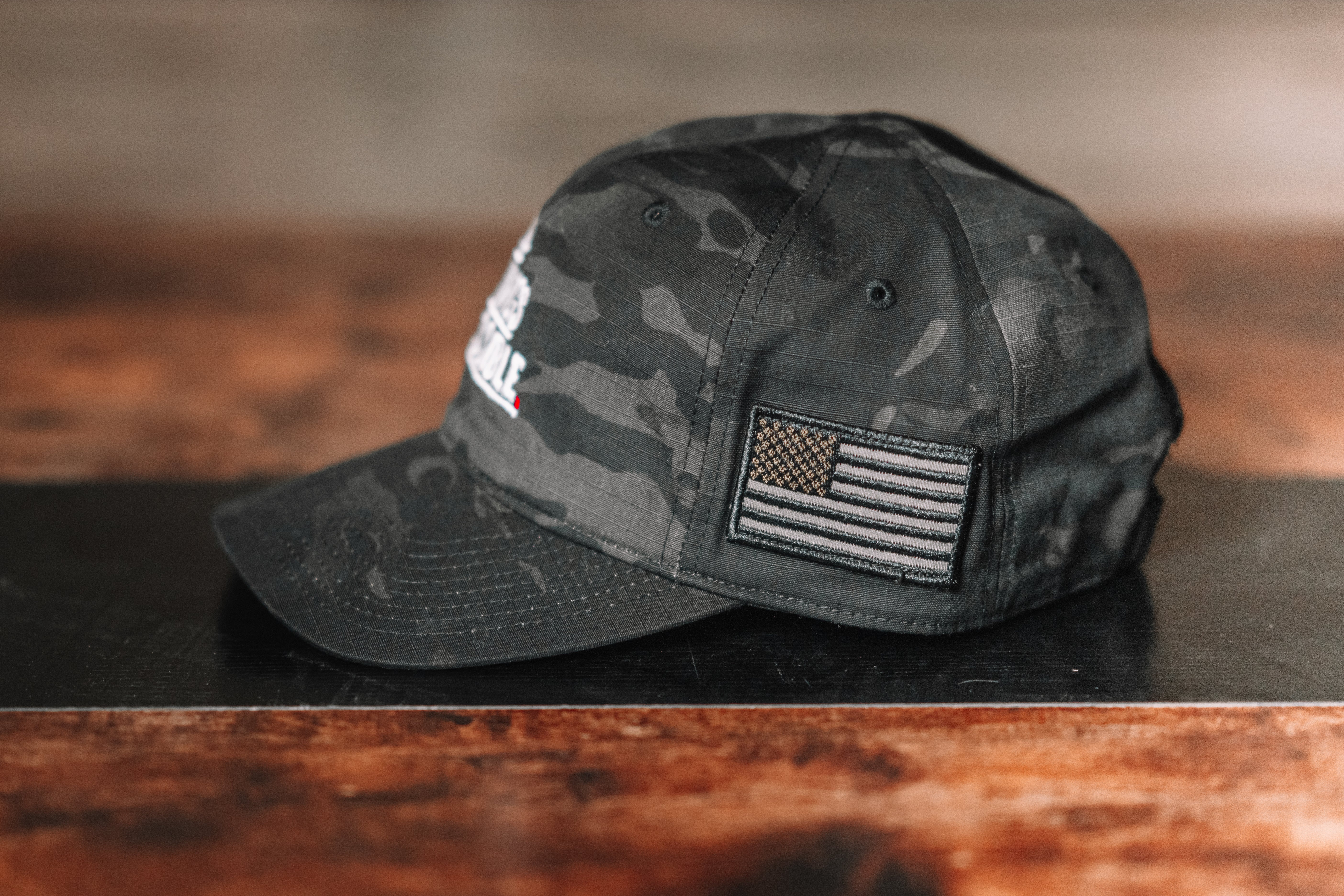 Black Camo All Things Possible American Flag Hat