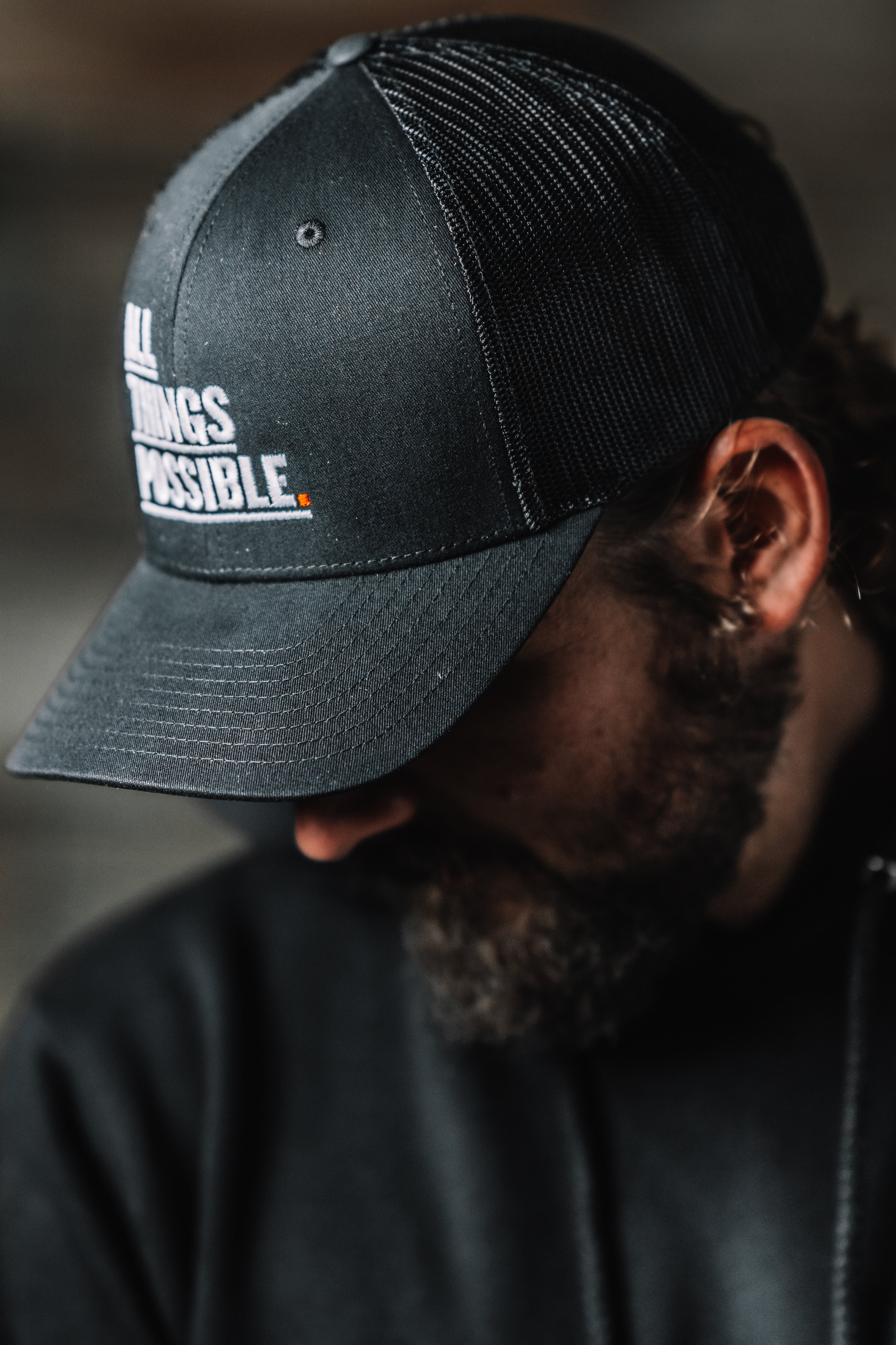 Snap Back Black Mesh Hat