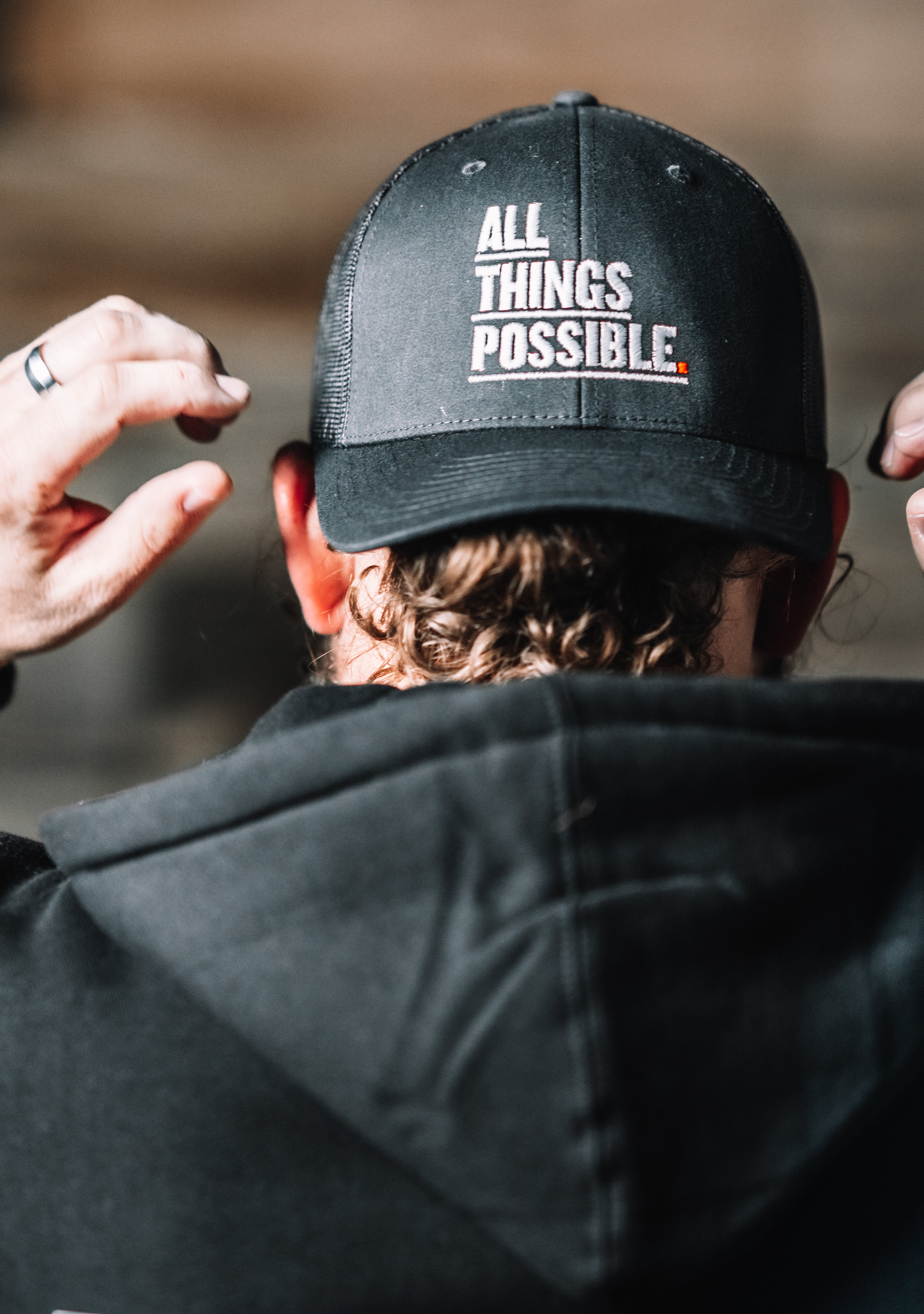 Snap Back Black Mesh Hat