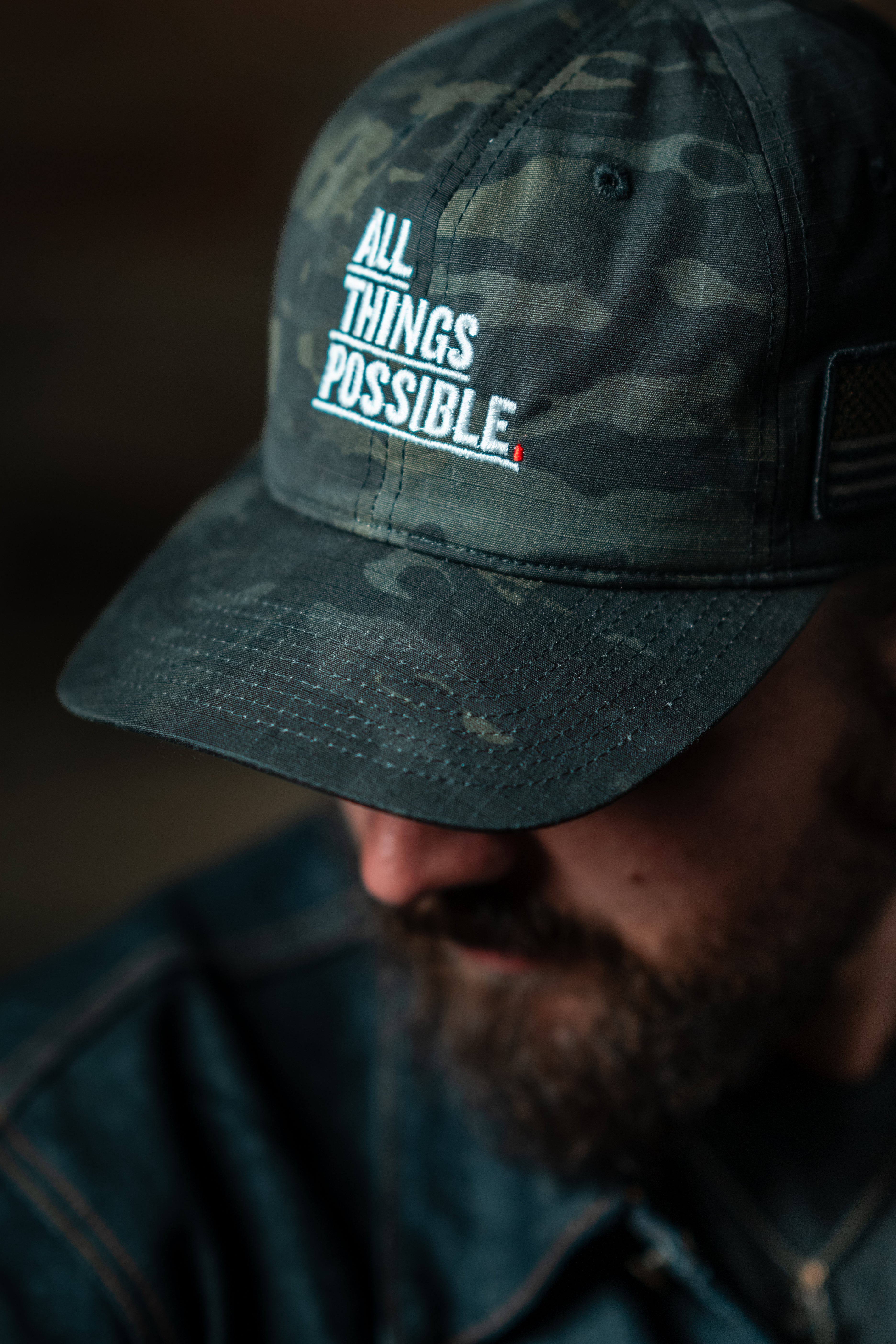 Black Camo All Things Possible American Flag Hat