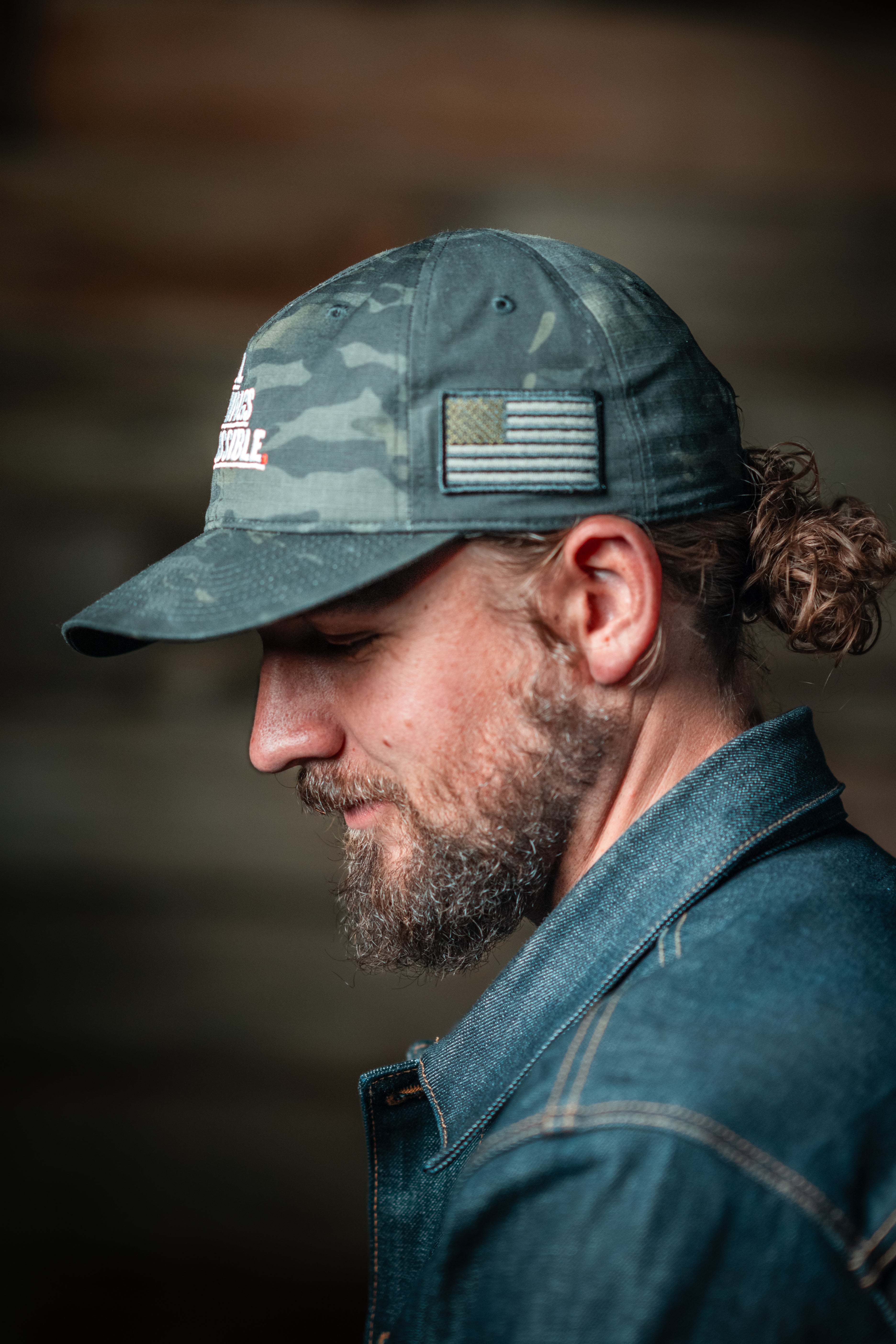 Black Camo All Things Possible American Flag Hat